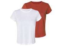 esmara 2 dames-T-shirts (XS (32/34), Wit/terracotta)