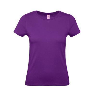 Paars basic t-shirts met ronde hals voor dames van katoen
