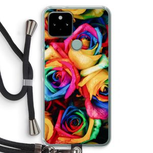 Neon bloemen: Pixel 5 Transparant Hoesje met koord