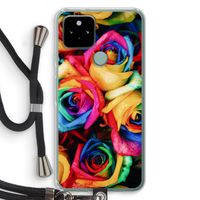 Neon bloemen: Pixel 5 Transparant Hoesje met koord Neon bloemen: Pixel 5 Transparant Hoesje met koord
