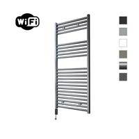 Elektrische Radiator Sanicare HWV Met Wifi 111,8x60 cm Gunmetal 730W Met Thermostaat Zwart Linksonder Sanicare