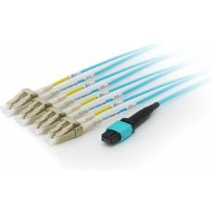 Equip MTP/LC 50/125Î¼m 15m 15m MTP 4x LC Cyaan Glasvezel kabel