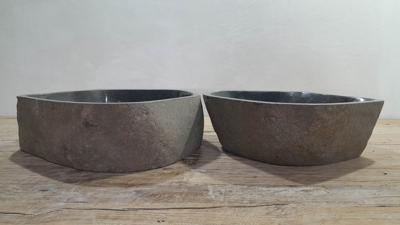Wasbakken riviersteen set RL250326AB, 51x41x15 cm