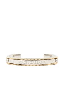 Dolce & Gabbana Marina logo-engraved cuff bracelet - Tons neutres