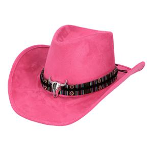 Carnaval verkleed cowboy hoed Rodeo - roze - volwassenen - polyester - Luxe uitvoering