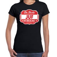 Cadeau t-shirt voor de beste juf zwart voor dames