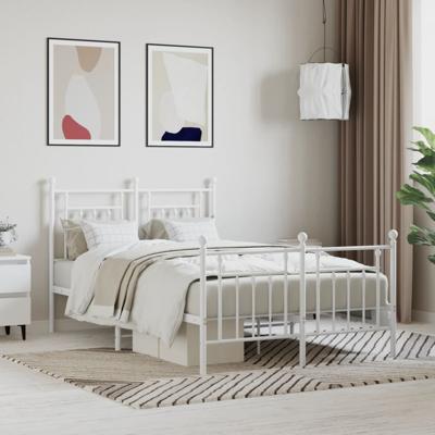 Bedframe met hoofd- en voeteneinde metaal wit 120x200 cm