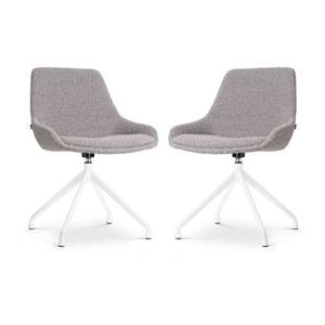 Nolon Nola-Isa Draaibare Eetkamerstoelen Bouclé Taupe - Wit - 2x