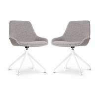 Nolon Nola-Isa Draaibare Eetkamerstoelen Bouclé Taupe - Wit - 2x - thumbnail