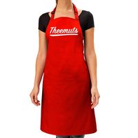 Theemuts keukenschort rood voor dames - thumbnail
