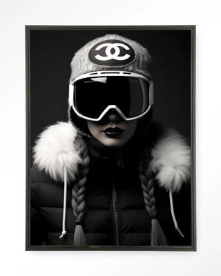 Urban Cotton Wandkleed 'Luxury Snow Girl' 145 x 190cm in Floating Frame - black