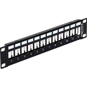 10" Keystone Patch Panel 12 Port metal black Patchpaneel