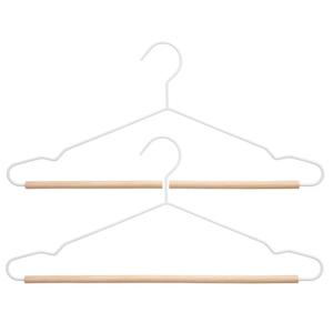 Kledinghangers - 10x - wit - 44 x 19 cm - metaal/hout - Kledingkast hangers/kleerhangers
