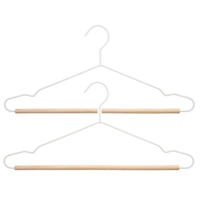 Kledinghangers - 10x - wit - 44 x 19 cm - metaal/hout - Kledingkast hangers/kleerhangers