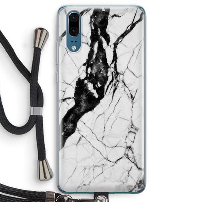Witte marmer 2: Huawei P20 Transparant Hoesje met koord