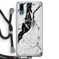 Witte marmer 2: Huawei P20 Transparant Hoesje met koord