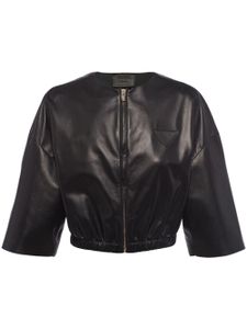 Prada veste bomber crop en cuir - Noir