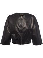 Prada veste bomber crop en cuir - Noir - thumbnail