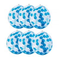 Ballon confetti - blauw/wit - set van 6 - thumbnail