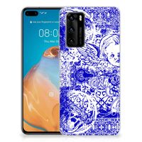 Silicone Back Case Huawei P40 Angel Skull Blauw - thumbnail