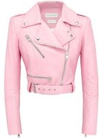 Alexander McQueen veste de moto en cuir à coupe crop - Rose