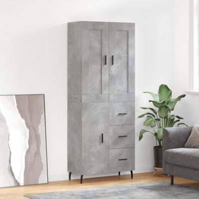 Hoge kast 69,5x34x180 cm bewerkt hout betongrijs
