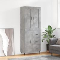 Hoge kast 69,5x34x180 cm bewerkt hout betongrijs