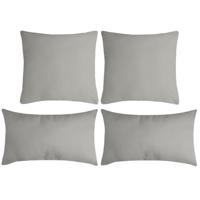 Stof Textile sierkussen Nelson - 4x - lichtgrijs - 2 formaten - polyester