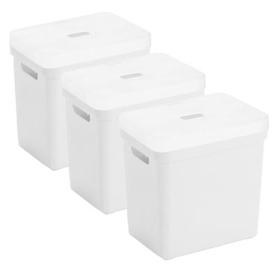 Sunware opbergboxen met deksel - 3x - Sigma Home - kunststof - 25L - wit - 35 x 25 x 36 cm