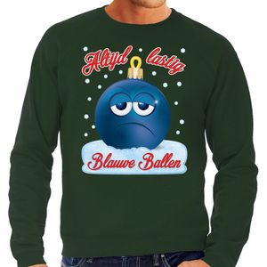 Foute kerst sweater / trui Blauwe ballen/ blue balls groen heren