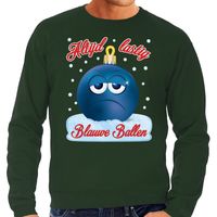 Foute kerst sweater / trui Blauwe ballen/ blue balls groen heren - thumbnail