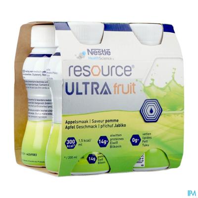 Resource Ultra Fruit Appelsmaak 4x200ml