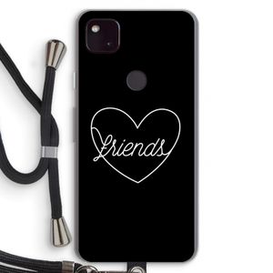 Friends heart black: Pixel 4a 5G Transparant Hoesje met koord