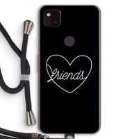 Friends heart black: Pixel 4a 5G Transparant Hoesje met koord Friends heart black: Pixel 4a 5G Transparant Hoesje met koord