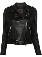 BOSS veste de moto en cuir - Noir