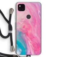 Roze explosie: Pixel 4a 5G Transparant Hoesje met koord
