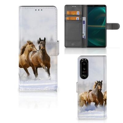 Sony Xperia 5III | Telefoonhoesje | Met pasjeshouder | Paarden