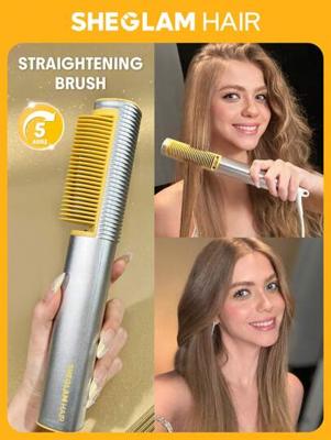 Bon&Bon HAIR 3D Thermal Straightening Brush | 24K Gold Negative Ionic Silver