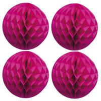 Papieren kerstballen - 4x - roze - 10 cm - kerstversiering