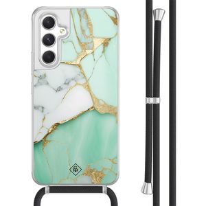 Samsung Galaxy A54 hoesje met koord - Marmer mintgroen