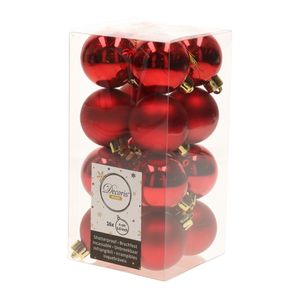 Kerst kerstballen rood mix 4 cm Christmas Red 16 stuks