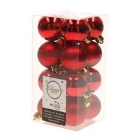 Kerst kerstballen rood mix 4 cm Christmas Red 16 stuks   -