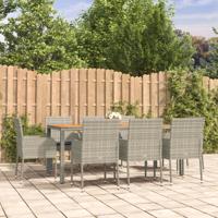 9-delige Tuinset met kussens poly rattan grijs