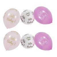 Chaks Baby kraamfeest/geboorte ballonnen - Hello Baby - 24x stuks - roze - babyshower