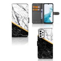 Samsung Galaxy A23 | Bookcase | Marmer Wit Zwart - Origineel Cadeau Man