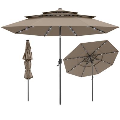 3-Laags Parasol met Slinger Aan Beide Zijden 30° Kantelbare Tuinscherm Terrasparasol Bruin