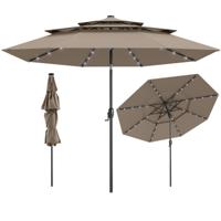 3-Laags Parasol met Slinger Aan Beide Zijden 30° Kantelbare Tuinscherm Terrasparasol Bruin