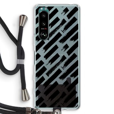 Zwarte vegen: Sony Xperia 5 III Transparant Hoesje met koord
