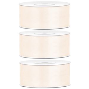 3x Hobby/decoratie off white satijnen sierlinten 2,5 cm/25 mm x 25 meter