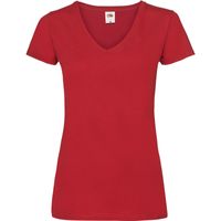 Basic V-hals katoenen t-shirt rood voor dames XL (42)  -